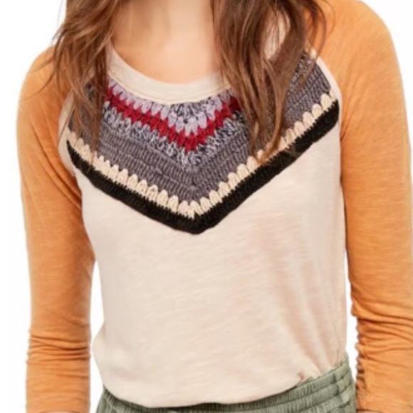 Free People We The Free Spring Bound Crochet Panel Shirt - Picture 4 of 8